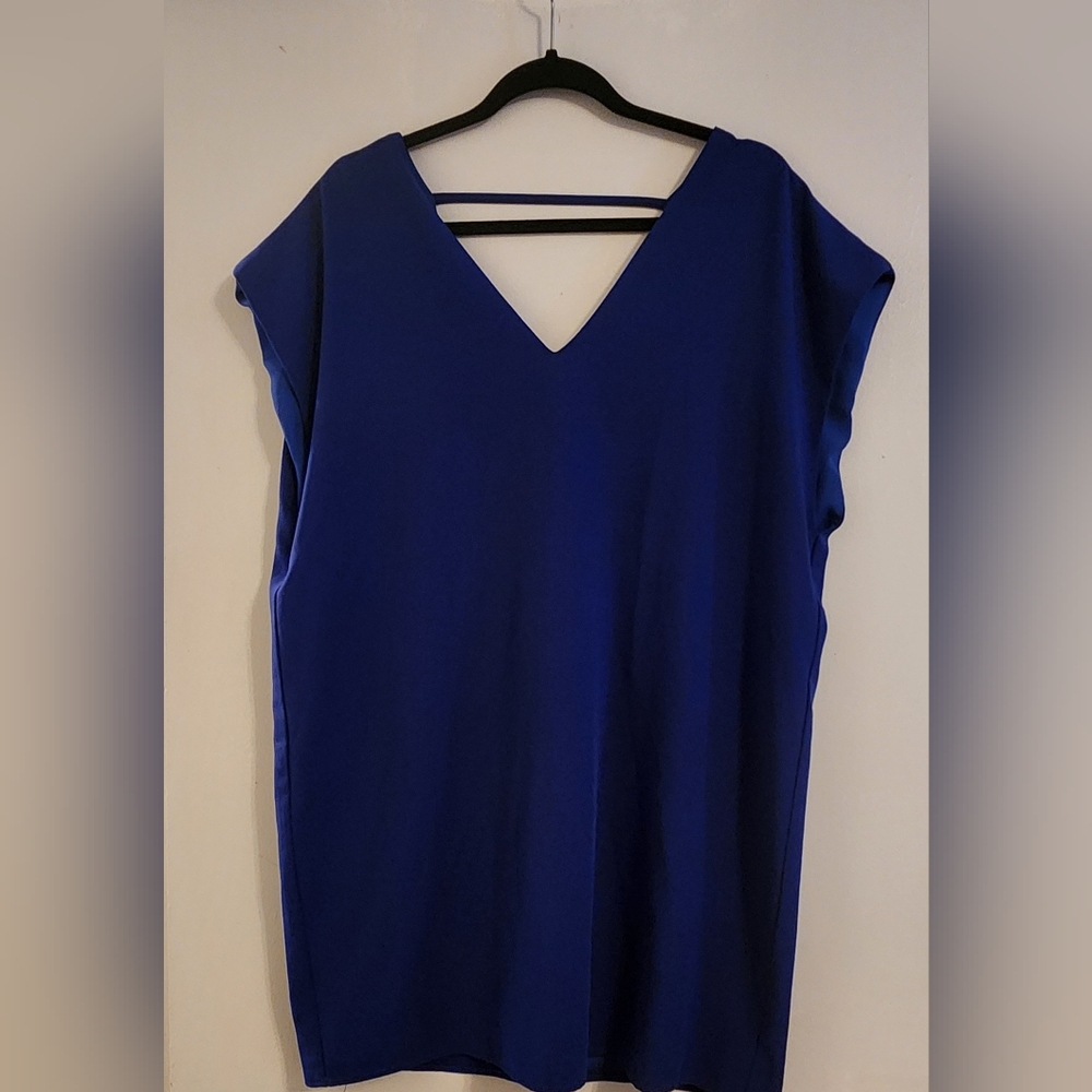 Dark Royal Blue V- Neck Shift Dress